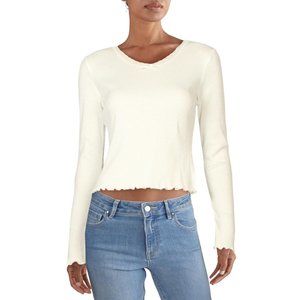 Polly & Esther Women's Ivory Lace Trim Thermal Top